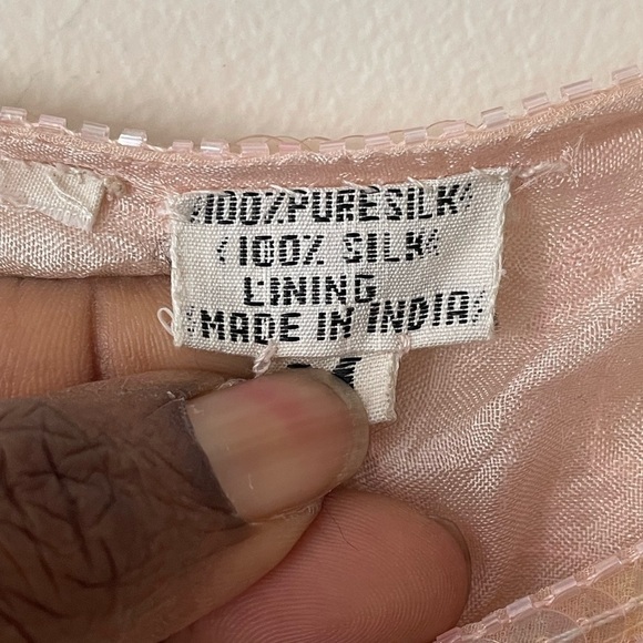 Sequined Light Pink 100% Silk Blouse Made In India Size M Vintage Classy Formal - Picture 2 of 10